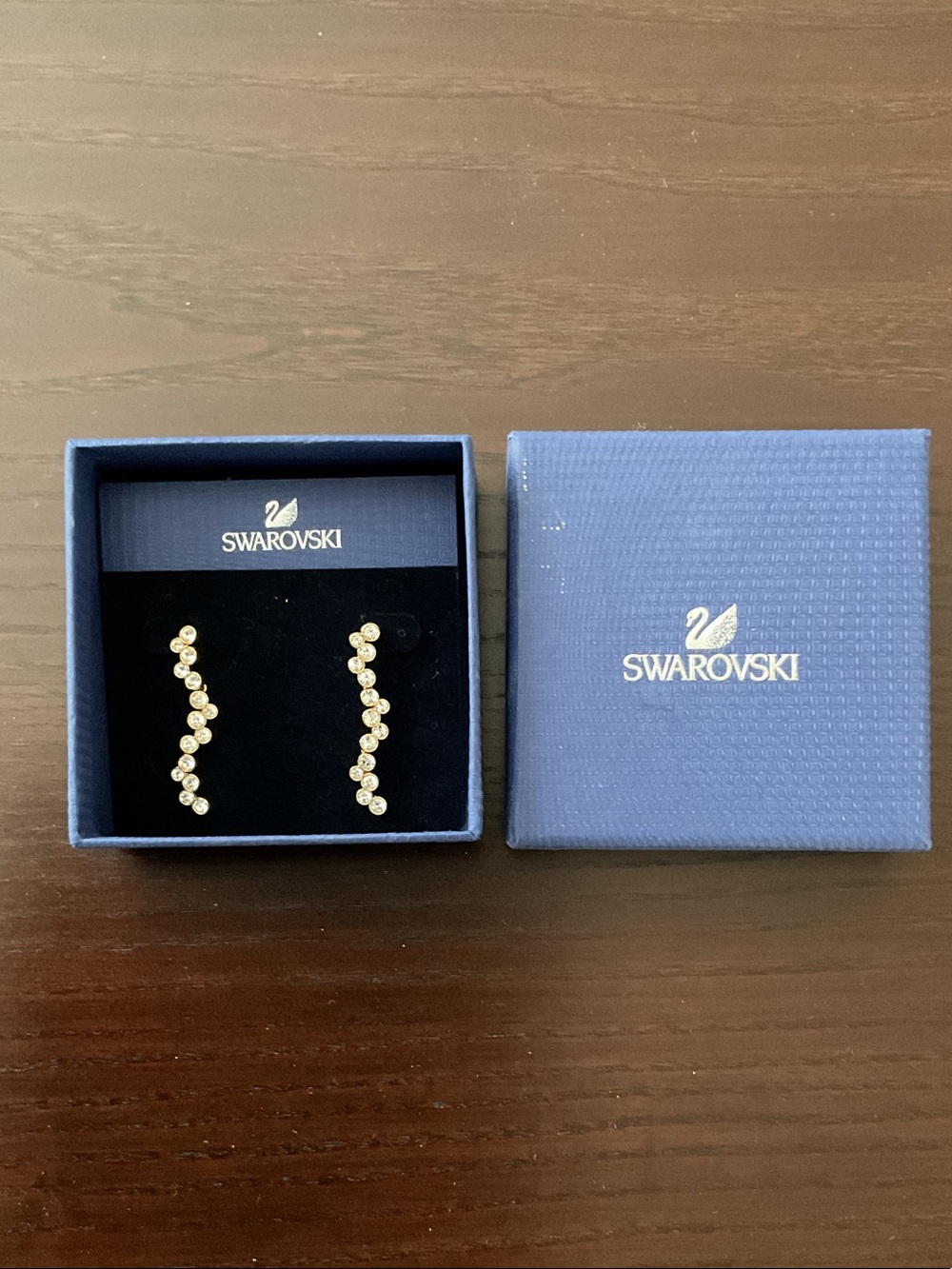 Swarovski Gold Crystal Wave Drop Earrings